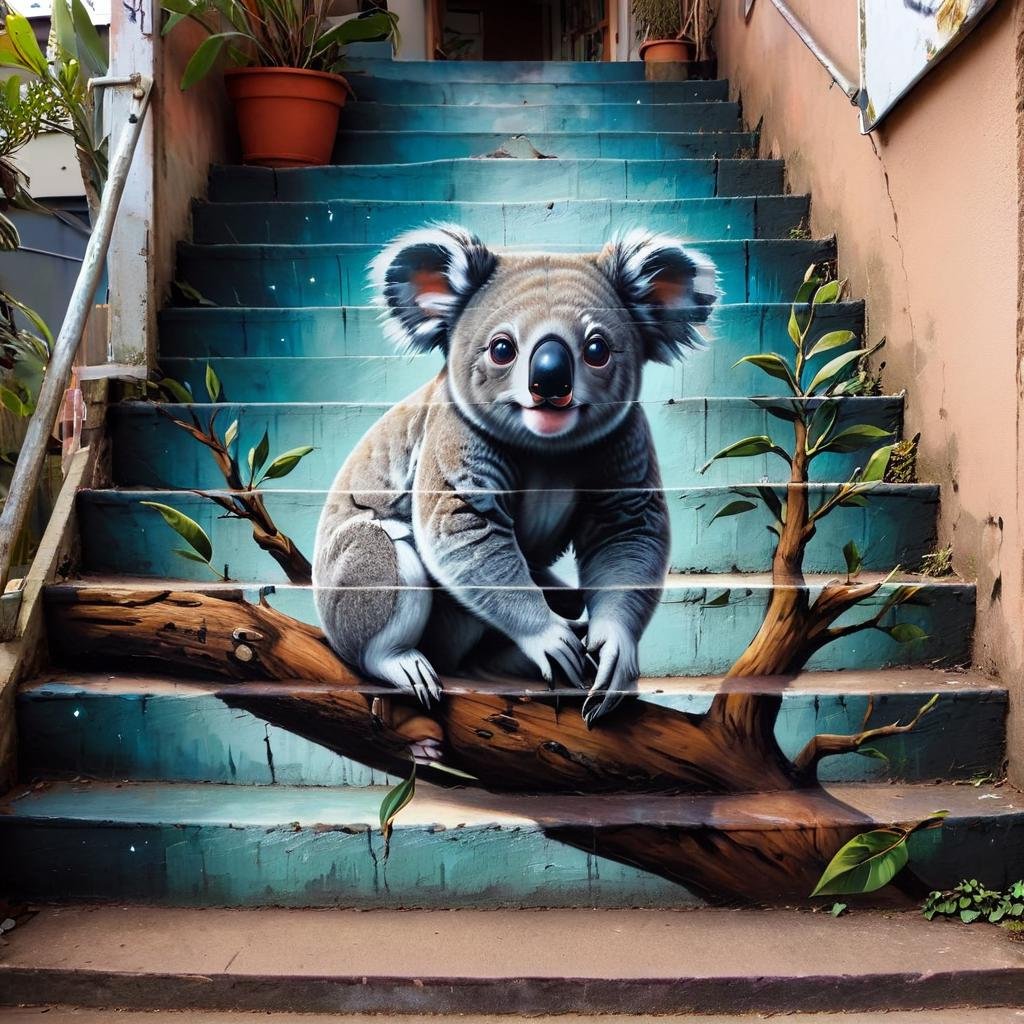 masterpiece, best quality, stair-art, koala  <lora:stair-art2:1>