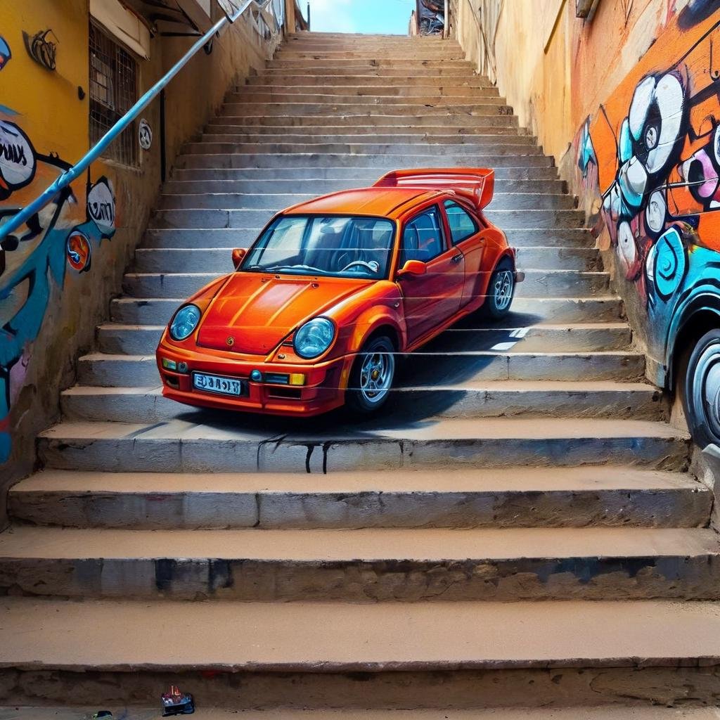 masterpiece, best quality, stair-art, car <lora:stair-art2:1>