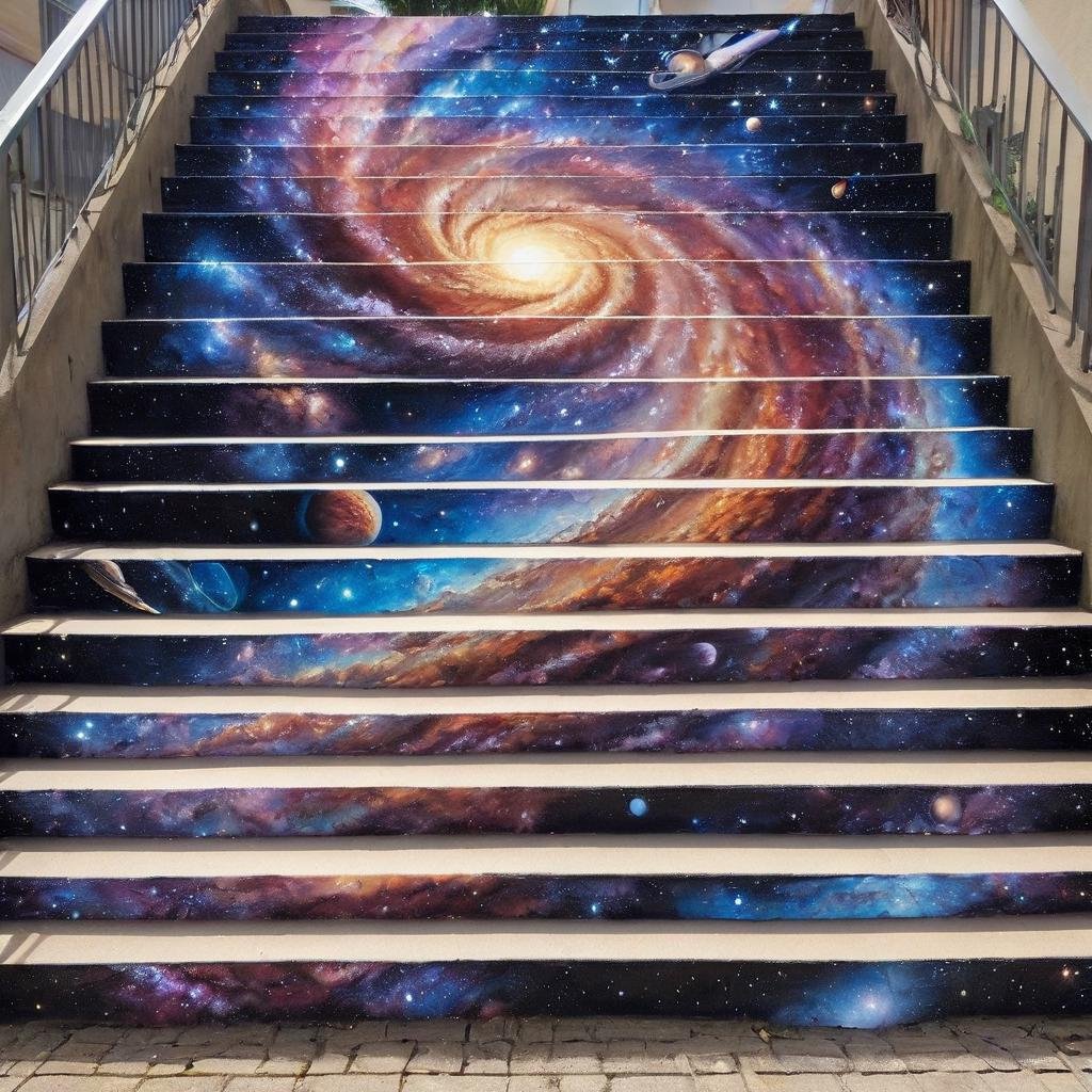 masterpiece, best quality, stair-art, galaxy, <lora:stair-art2:0.75>