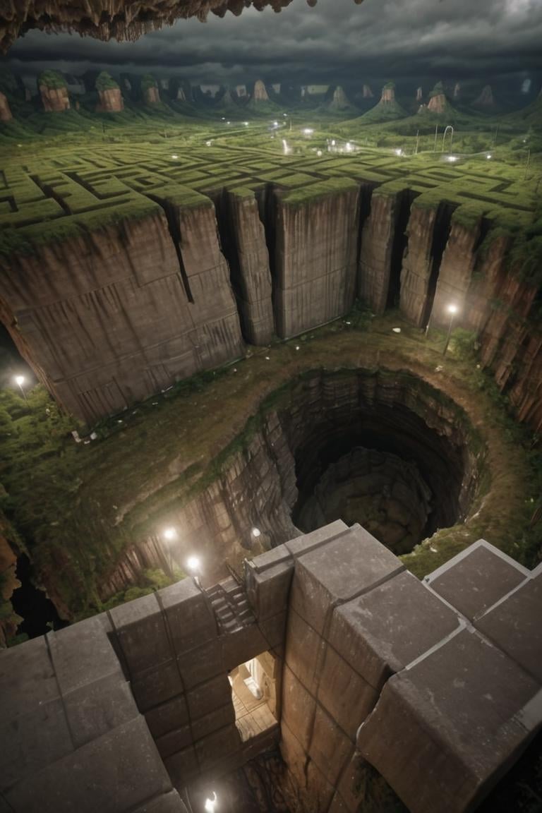 (POV VIEW,  marvellous settlement,  spectacular ruins,  stonewalls,  maze:1.8), (settlement hidden in a cave dwelling:1.5), (Son Doong|sinkhole|underground_cave welling:1.4), (landscape architecture,  brutalist architecture:1.3), (large file,  super realistic,  4k,  8K,  16k,  FHD,  HD,  VFX,  perfect,  photograpy,  super high resolution,  cinematic photography:1.1), (extra long shot,  wide-angle lens,  POV,  DOF:1.2),  rich shadow, (harmonious color:1.1),  night,  lowlight,  lightless,  nightview, FUTURE_URBAN,  Apartment , furure_urban, future_skyline, urban,  badweather,  dark clouds,  horizontal decorative,  dark theme, city, badweather, dark clouds,  (dark theme:1.5), ,  heavy rain,  (raindrop details:1.4), , caveruinsAerial, more detail XL,<lora:EMS-255443-EMS:1.600000>,<lora:EMS-61413-EMS:0.600000>,<lora:EMS-59651-EMS:0.600000>