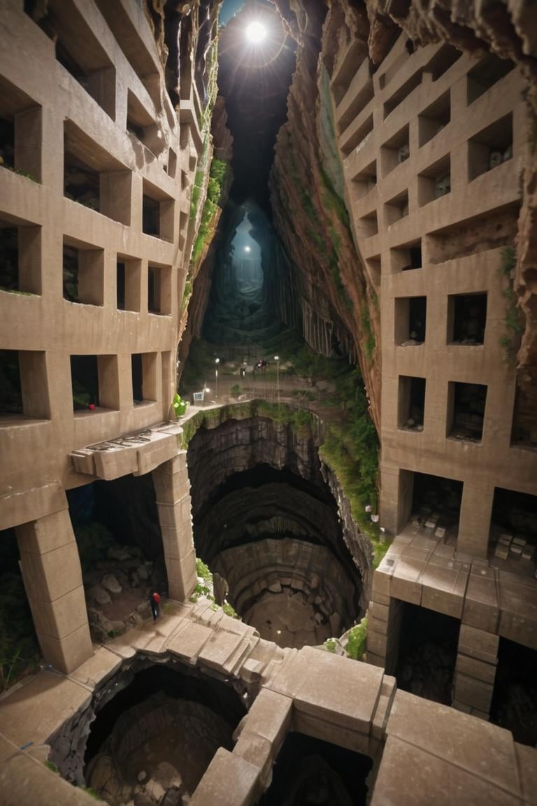 (POV VIEW,  marvellous settlement,  spectacular ruins,  stonewalls,  maze:1.8), (settlement hidden in a cave dwelling:1.5), (Son Doong|sinkhole|underground_cave welling:1.4), (landscape architecture,  brutalist architecture:1.3), (large file,  super realistic,  4k,  8K,  16k,  FHD,  HD,  VFX,  perfect,  photograpy,  super high resolution,  cinematic photography:1.1), (extra long shot,  wide-angle lens,  POV,  DOF:1.2),  rich shadow, (harmonious color:1.1),  night,  lowlight,  lightless,  nightview, FUTURE_URBAN,  Apartment , furure_urban, future_skyline, urban,  badweather,  dark clouds,  horizontal decorative,  dark theme, city, badweather, dark clouds,  (dark theme:1.5), ,  heavy rain,  (raindrop details:1.4), , caveruinsAerial, more detail XL,<lora:EMS-255443-EMS:1.600000>,<lora:EMS-61413-EMS:0.700000>,<lora:EMS-59651-EMS:0.700000>