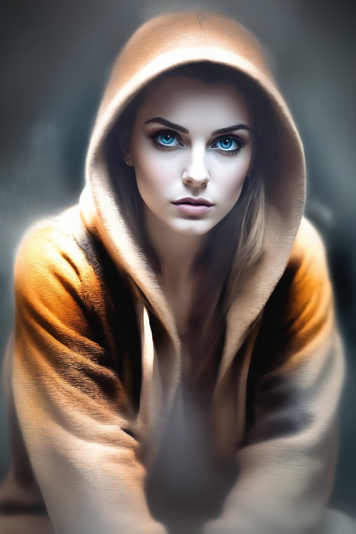 RTX, 8k, HDR, best quality, cinematic film plot, (masterpiece), Anna Anna Razumovskaya, Casey Baugh, Antonio Mora, Aminola Rezai, Giovanni Boldini, realistic art, digital illustration, portrait, spirit painting, watercolor, oil paints, digital art, time ago, clock, counterclockwise, distinctive, illustration, expressive darkness, police squad, turn space, moody, creamy, orange splatter on arm, hoodie, folds, inky character study, masterpiece, insanely detailed, 4k resolution, intricate detail, asymmetry composition, surreal