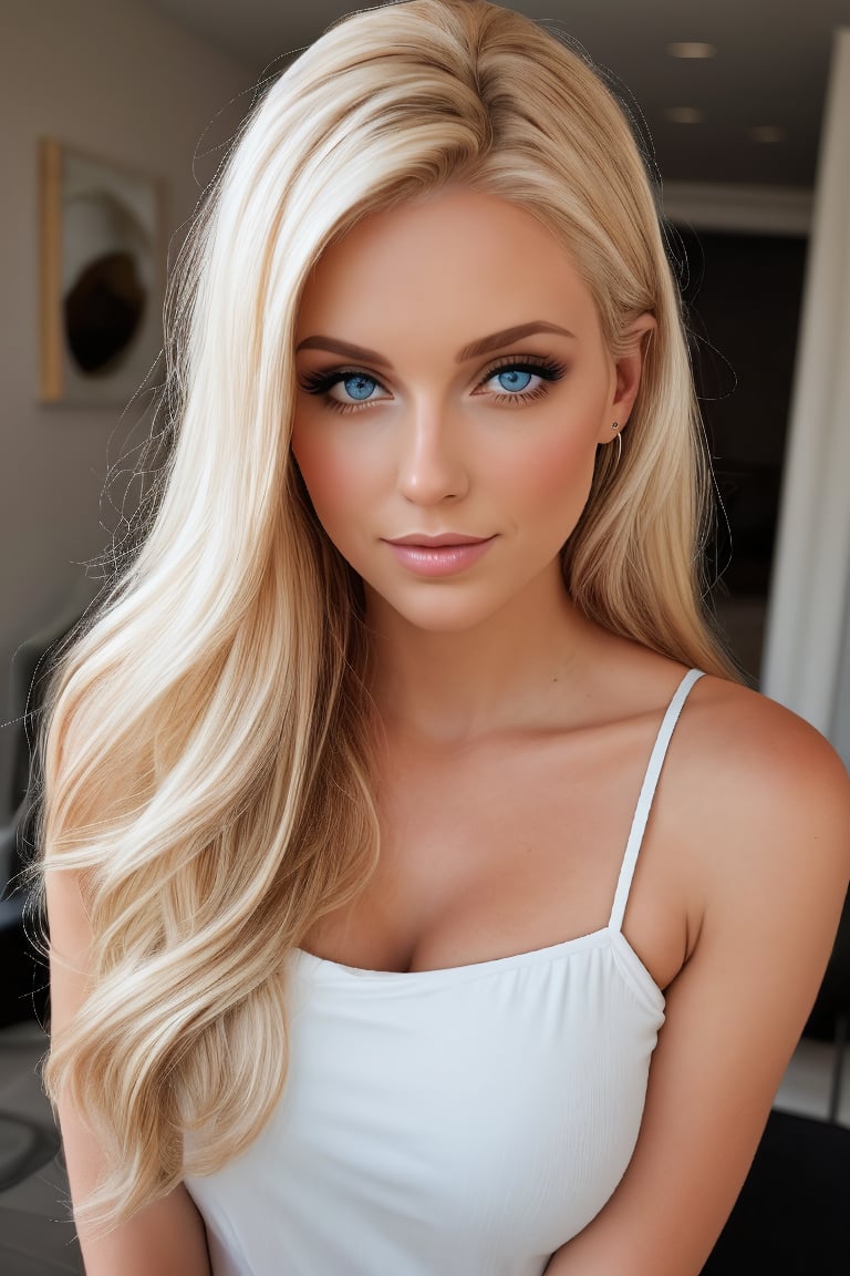 beautiful woman, blonde, facing viewer
