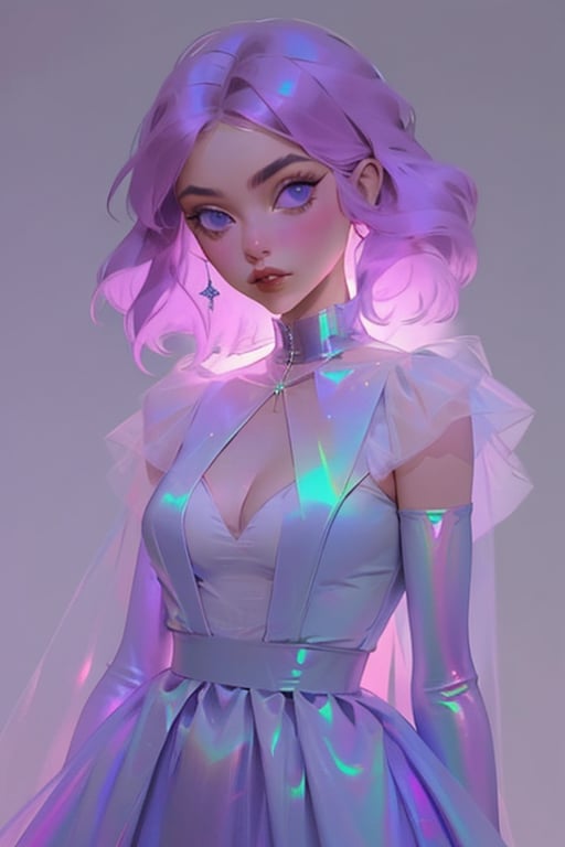 hologram skirt,portrait,(dress hologram:1.2), bioluminescent liquid,

post-Impressionist,Detailedface

1girl, solo, breasts, simple background, gloves, dress, cleavage, pink hair, purple hair, elbow gloves, medium hair, white dress, purple background, v arms, purple theme, chromatic, chromatic hair,chromatic dress,chromatic gloves,