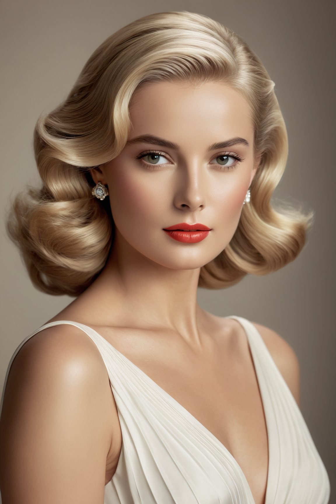 (best quality,hyper-realism,16k,highly detailed,high-resolution), (stunning portrait:1.5), (beautiful blonde woman:1.4), (reminiscent of classic Hollywood glamour:1.4), (Grace Kelly's elegance in a modern setting:1.3), (timeless fashion:1.2), (soft waves in her hair:1.3), (subtle sophisticated makeup look:1.4), (enhancing her natural beauty:1.3), (medium is photo8:1.2), (capturing modern elegance:1.3), (focus on 16k imagery:1.4), (in bikini:1.2).