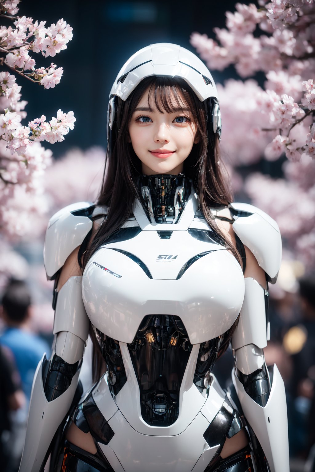 Masterpiece, High quality, 64K, Unity 64K Wallpaper, HDR, Best Quality, RAW, Super Fine Photography, Super High Resolution, Super Detailed, 
Beautiful and Aesthetic, Stunningly beautiful, Perfect proportions, 
1girl, Solo, White skin, Detailed skin, Realistic skin details, 
Futuristic Mecha, Arms Mecha, Dynamic pose, Battle stance, Swaying hair, by FuturEvoLab, 
Dark City Night, Cyberpunk City, Cyberpunk architecture, Future architecture, Fine architecture, Accurate architectural structure, Detailed complex busy background, Gorgeous, Cherry blossoms, ((Depth of field)), 
Sharp focus, Perfect facial features, Pure and pretty, Perfect eyes, Lively eyes, Elegant face, Delicate face, Exquisite face, Pink Mecha, ,Mecha,Cyberpunk