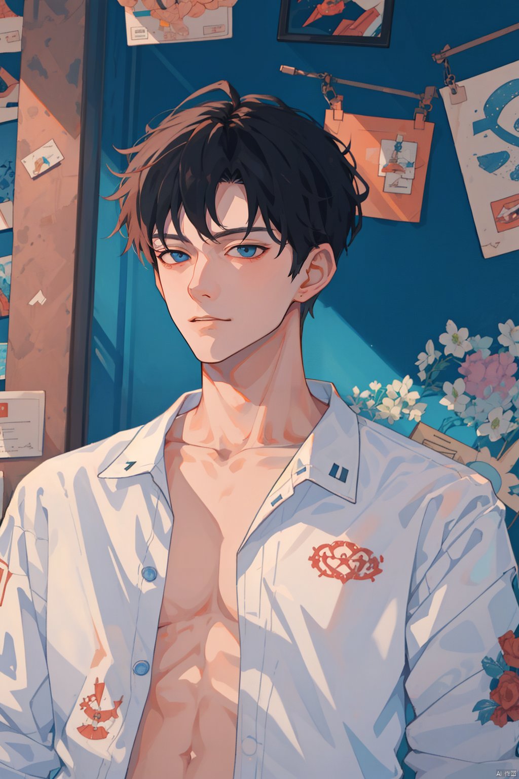 1boy,  masterpiece,  handsome teenager,  detailed eyes,  solo,  collarbone, slim, upper body, sboe,<lora:EMS-20961-EMS:0.400000>,<lora:EMS-256293-EMS:0.700000>