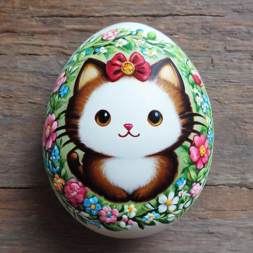 egg art, masterpiece, best quality, cat , egg-art <lora:egg-art-000006:1>