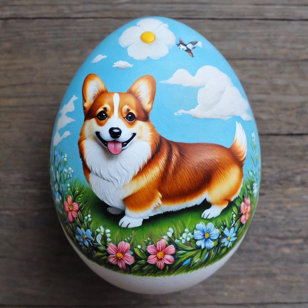 egg art, masterpiece, best quality, corgi , egg-art <lora:egg-art-000006:0.75>