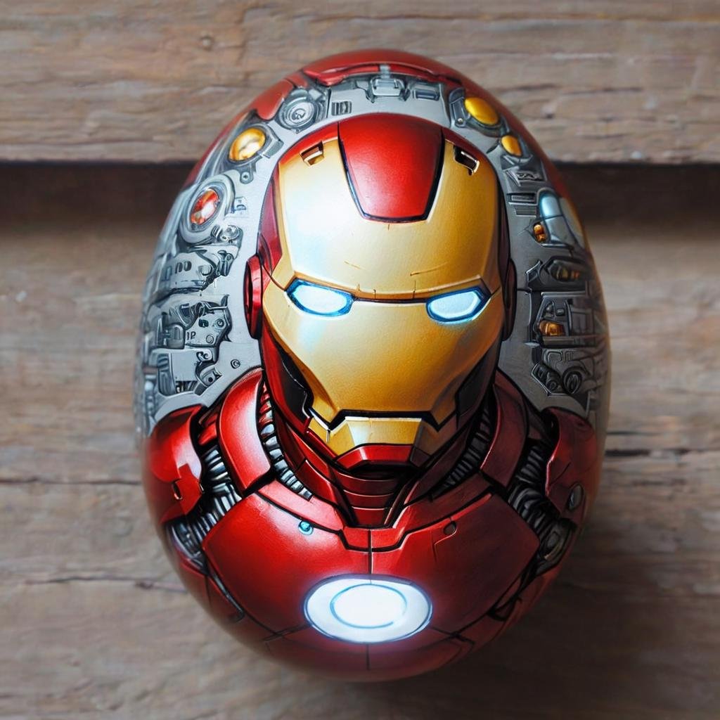 egg art, hyper detailed, masterpiece, best quality, fantastic, ironman, egg-art <lora:egg-art-000006:1.25>