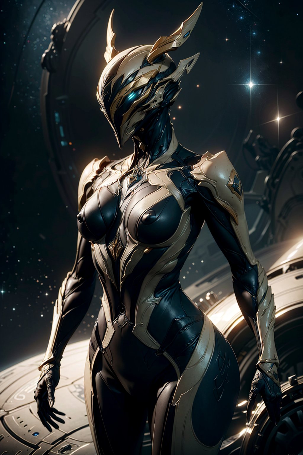 girl, helmet, cowboy shot, medium breasts, upper body, standing, solo, 
space ship, stars,  
(insanely detailed, masterpiece, best quality),Warframe