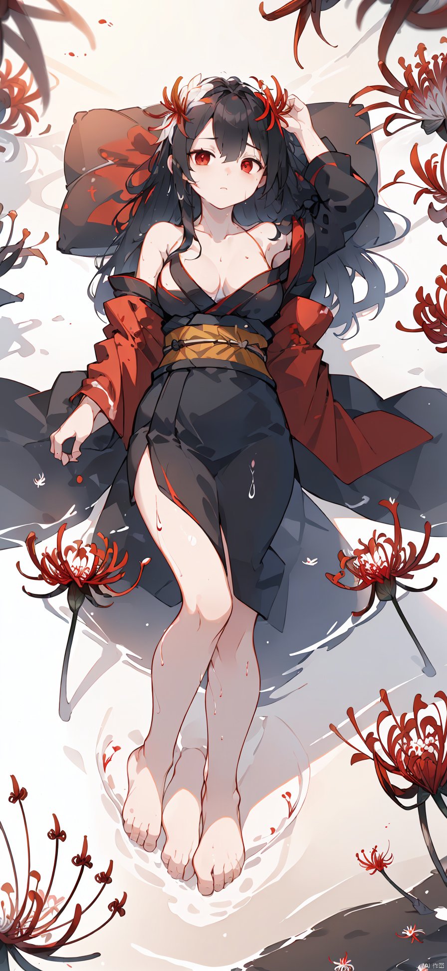  Masterpiece, illustration, 8K wallpaper, super detailed, portrait,(full body),,(1 girl:1.3),solo,//( long black hair:1.3)//,(Medium breasts), ((Perfect body)),//(Beautiful detailed red eyes: 1.3)//,(Wet body:1.15),,//((open kimono)),clavicle,off-shoulder//,(((Lying on liquid))),stretch out one's hand,,//(the nether world),(dark:1.5),(in_the_river:1.2),on (blood:1.1),(red_river),((underworld)),(equinox flowers),(fog),blood_splatter, blood_river,(red_flower:1.2),(blood_wavy:1.3), (spider_lily:1.3),(ghosts,blue_fire:1),(ripples:1),(paddle:1),((surrounded by beautiful detailed spider_lily:1.3)),shiny//,,,, , , , ,


Highest picture quality, masterpiece, exquisite CG, exquisite and complicated hair accessories, big watery eyes, highlights, natural light, Super realistic, cinematic lighting texture, absolutely beautiful,3D max, vray, c4d, ue5, corona rendering, redshift, octane rendering,（Show whole body）,backlight, shota