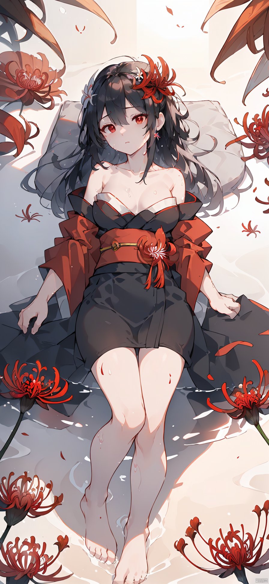  Masterpiece, illustration, 8K wallpaper, super detailed, portrait,(full body),,(1 girl:1.3),solo,//( long black hair:1.3)//,(Medium breasts), ((Perfect body)),//(Beautiful detailed red eyes: 1.3)//,(Wet body:1.15),,//((open kimono)),clavicle,off-shoulder//,(((Lying on liquid))),stretch out one's hand,,//(the nether world),(dark:1.5),(in_the_river:1.2),on (blood:1.1),(red_river),((underworld)),(equinox flowers),(fog),blood_splatter, blood_river,(red_flower:1.2),(blood_wavy:1.3), (spider_lily:1.3),(ghosts,blue_fire:1),(ripples:1),(paddle:1),((surrounded by beautiful detailed spider_lily:1.3)),shiny//,,,, , , , ,


Highest picture quality, masterpiece, exquisite CG, exquisite and complicated hair accessories, big watery eyes, highlights, natural light, Super realistic, cinematic lighting texture, absolutely beautiful,3D max, vray, c4d, ue5, corona rendering, redshift, octane rendering,（Show whole body）,backlight, shota