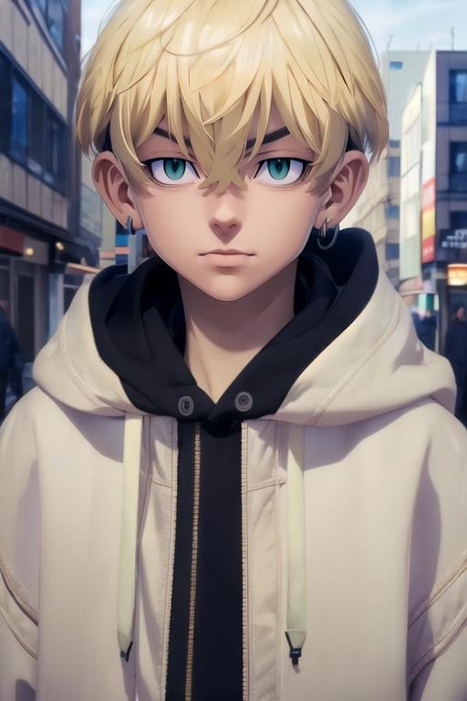 (best quality:1.1), (masterpiece:1.4), wallpaper, looking at viewer, upper body, , , realistic, 1boy, solo, male focus, <lora:chifuyu_matsuno:0.86>, chifuyu_matsuno, blonde hair, green eyes, , , bangs, , hoodie, , world war 2, Blu-ray