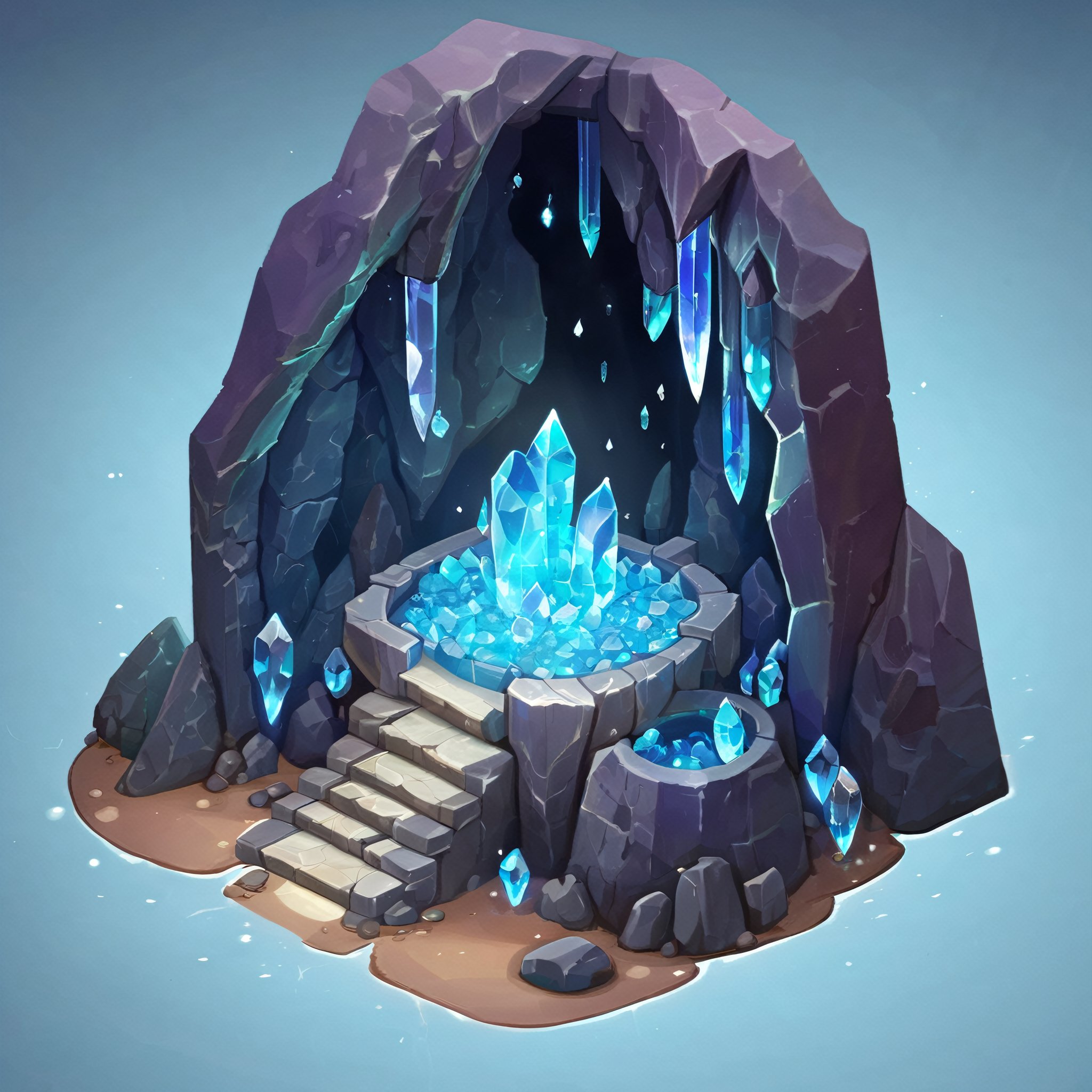 ((masterpiece,best quality)), absurdres , Isometric_Setting, highly detailed, Isometric_Setting, cave, crystal, magic, glowing,
