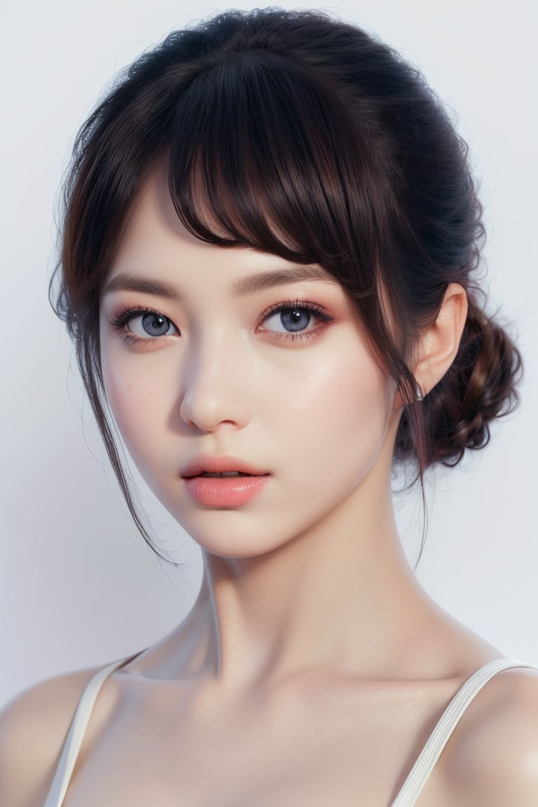 best quality,  ultra high res,  (photorealistic:1.4), (white background:1.6),  1girl, solo, beautiful face,  beautiful eyes, perfect face,  extremely detailed eyes and face,  beautiful detailed eyes, light on face, best quality,  ultra high res,
soft lights,
