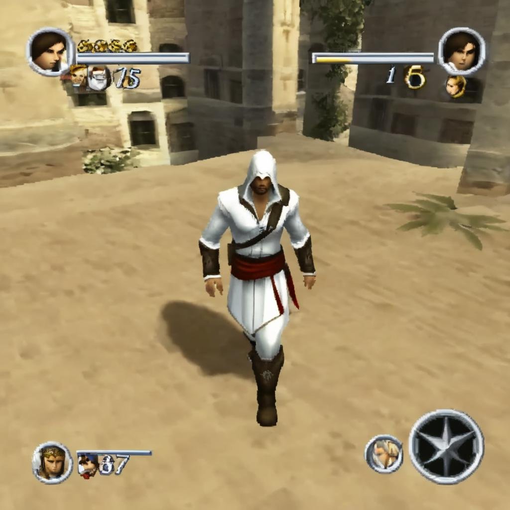 Assassins Creed , playstation 1 graphics, PS1 Game, <lora:PS1ScreencapPashOriginalDEBNoRP:1>