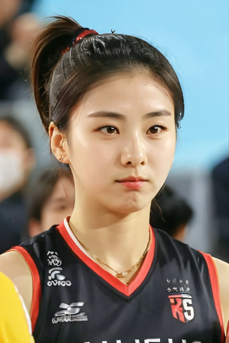 (Park Hye Min)1girl, Jersey, hair tied in one ponytail, slanted eyes,cwknt1kkk