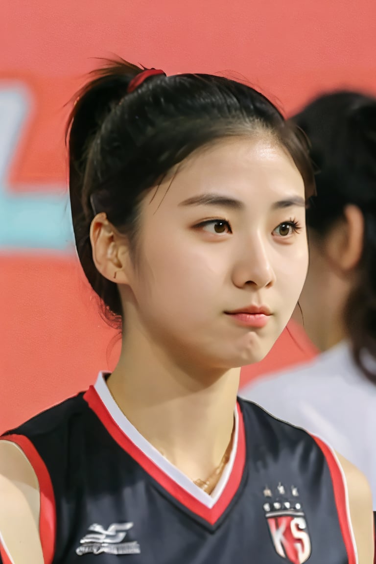 (Park Hye Min)1girl, Jersey, hair in pigtails, slanted eyes,cwknt1kkk