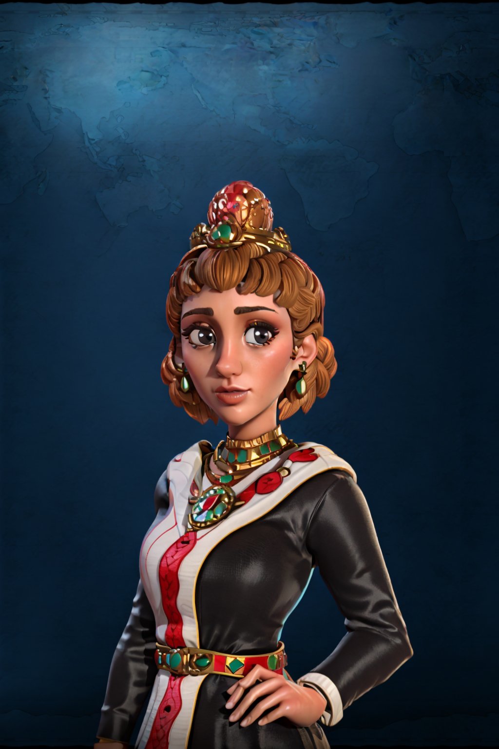 (((masterpiece))),best quality, portrait, beautiful, detailed glow, 1girl, short hair, black clothes, black_background, detailed face, Civilization_6