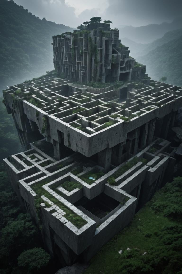 (FIRST PEOPLE PERSPECTIVE VIEW,  marvellous settlement,  spectacular ruins,  stonewalls,  maze:1.8), (settlement hidden in a cave dwelling:1.5), (Son Doong|sinkhole|underground_cave welling:1.4), (landscape architecture,  brutalist architecture:1.3), (large file,  super realistic,  4k,  8K,  16k,  FHD,  HD,  VFX,  perfect,  photograpy,  super high resolution,  cinematic photography:1.1), (extra long shot,  wide-angle lens,  POV,  DOF:1.2),  rich shadow, (harmonious color:1.1),  night,  lowlight,  lightless,  nightview, FUTURE_URBAN,  Apartment , furure_urban, future_skyline, urban,  badweather,  dark clouds,  horizontal decorative,  dark theme, city, badweather, dark clouds,  (dark theme:1.5), ,  heavy rain,  (raindrop details:1.4), , caveruinsPOV,  more detail XL,  science fiction,  extremely detailed structure,  futureurban, futureskyline, caveruinsPOV, cliffbuilding, extrusionbuilding,<lora:EMS-254948-EMS:0.200000>,<lora:EMS-257652-EMS:1.200000>,<lora:EMS-59651-EMS:0.700000>