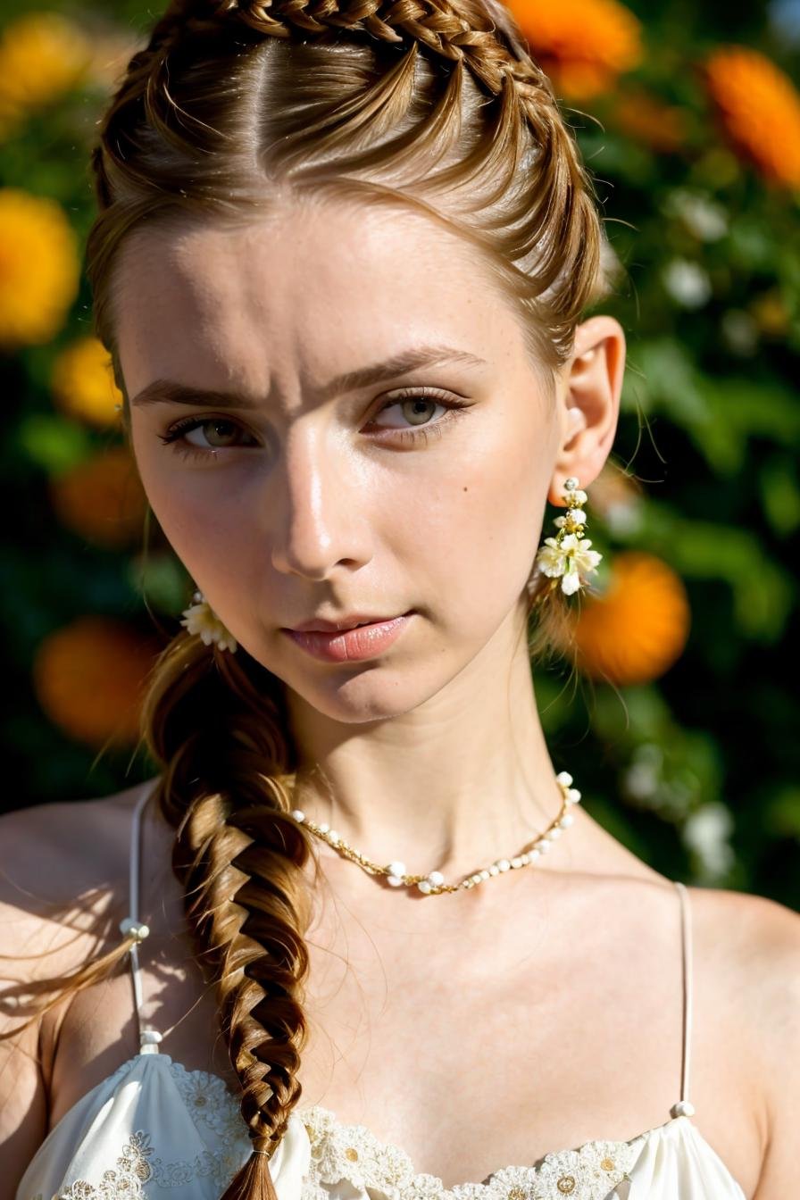 portrait of HelgaGrey woman, (onion braid, Trenza de cebolla hairstyle:1.3), ((Flora Borsi)), analog photo by Peter Hurley, epic character composition, by ilya kuvshinov, alessio albi, nina masic, sharp focus, natural lighting, subsurface scattering, f2, 35mm, film grain, depth of field, bokeh