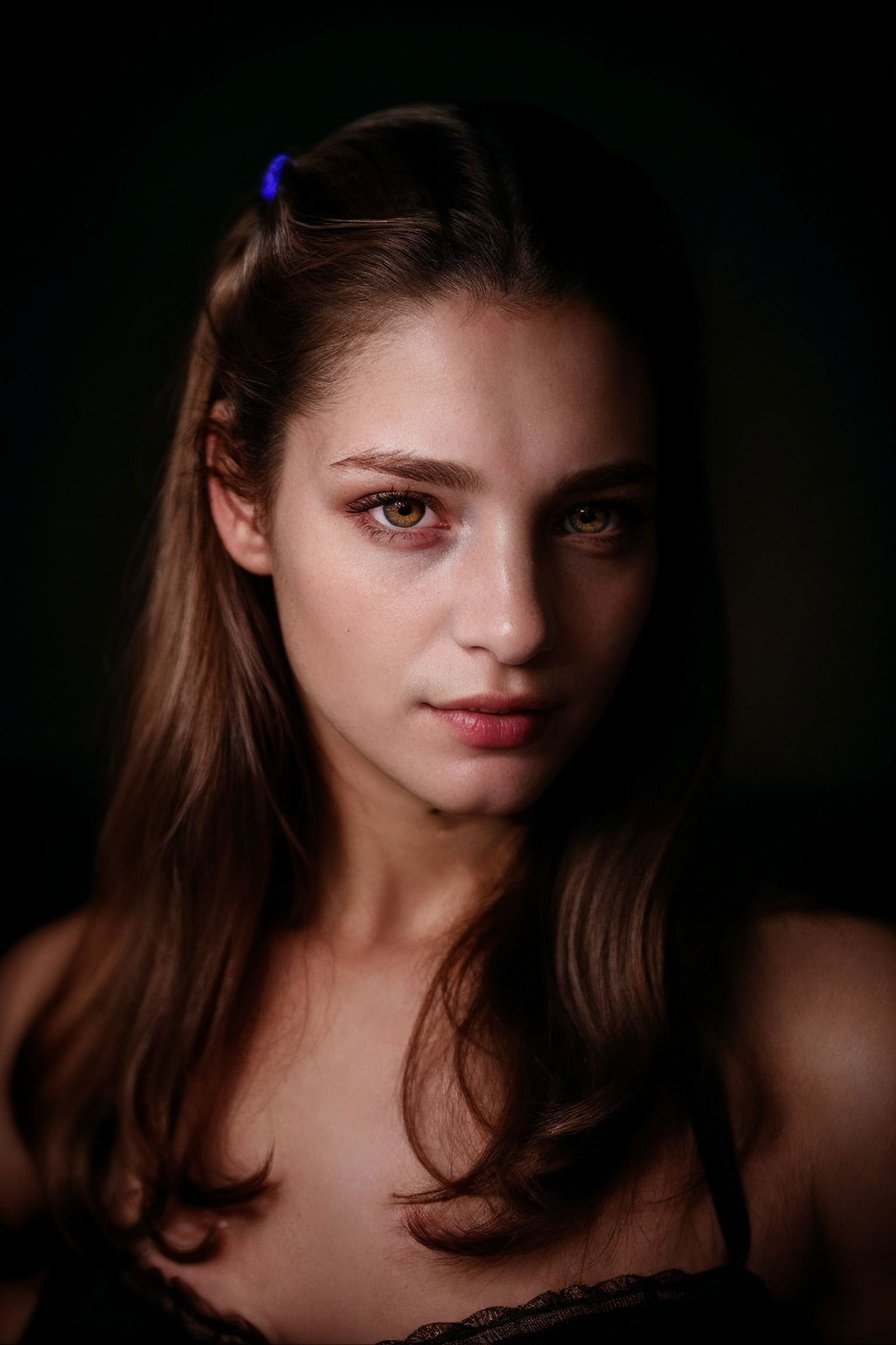 <lora:TawneeStone_v1.0:1> a (((Realistic))) Full Portrait Photo of a realistic woman in a dark theme, simple background, vogue, focus, confident, staring, poised, focused, looking to the side, detailed eyes, detailed face, detailed pupils, detailed iris, detailed cheekbones, detailed lips, (multicolored hair:1.2), 