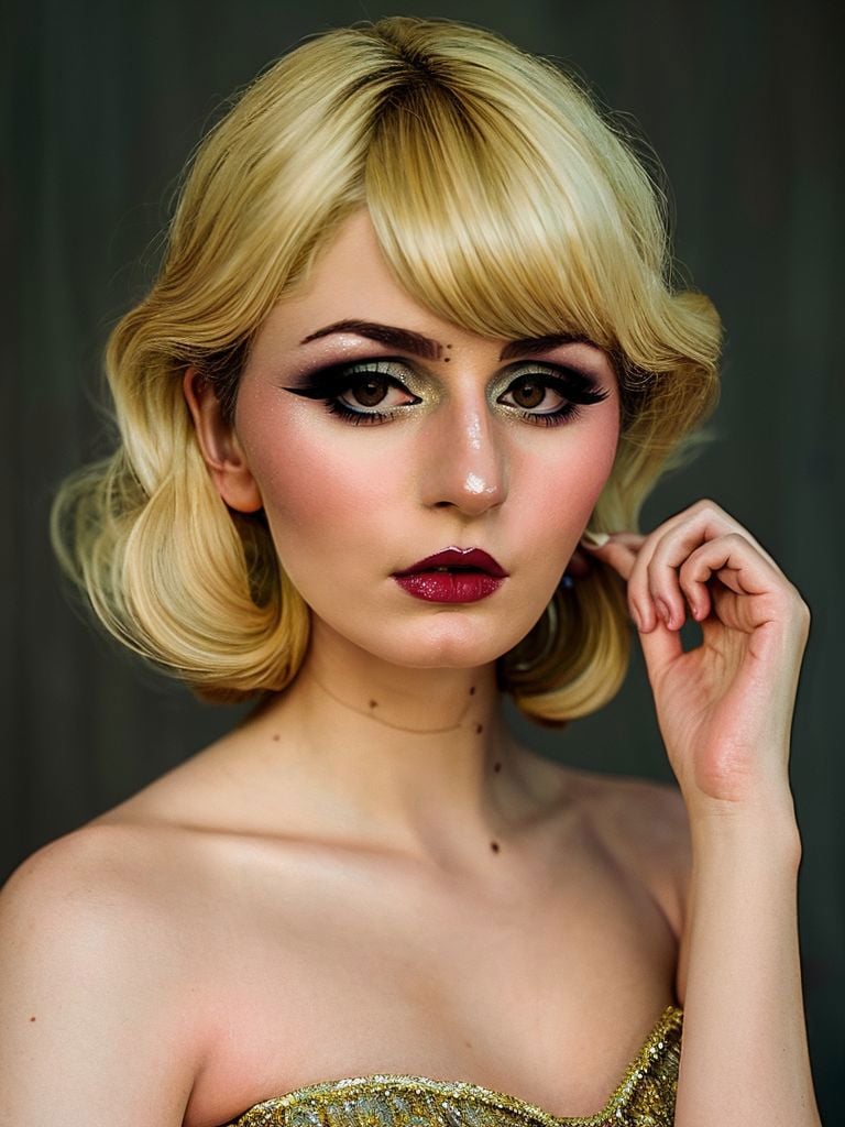 cinematic photo an exquisite portrait photograph, 85mm medium format photo of ((ohwx woman)) with a classy blonde hairstyle <lora:Tweetney_SD15_v1.0:1> Tweetney, classy makeup, simple background, symmetrical, rule of thirds, . 85mm photograph, film, bokeh, professional, 4k, highly detailed, (in style of Martin Schoeller:1.1)