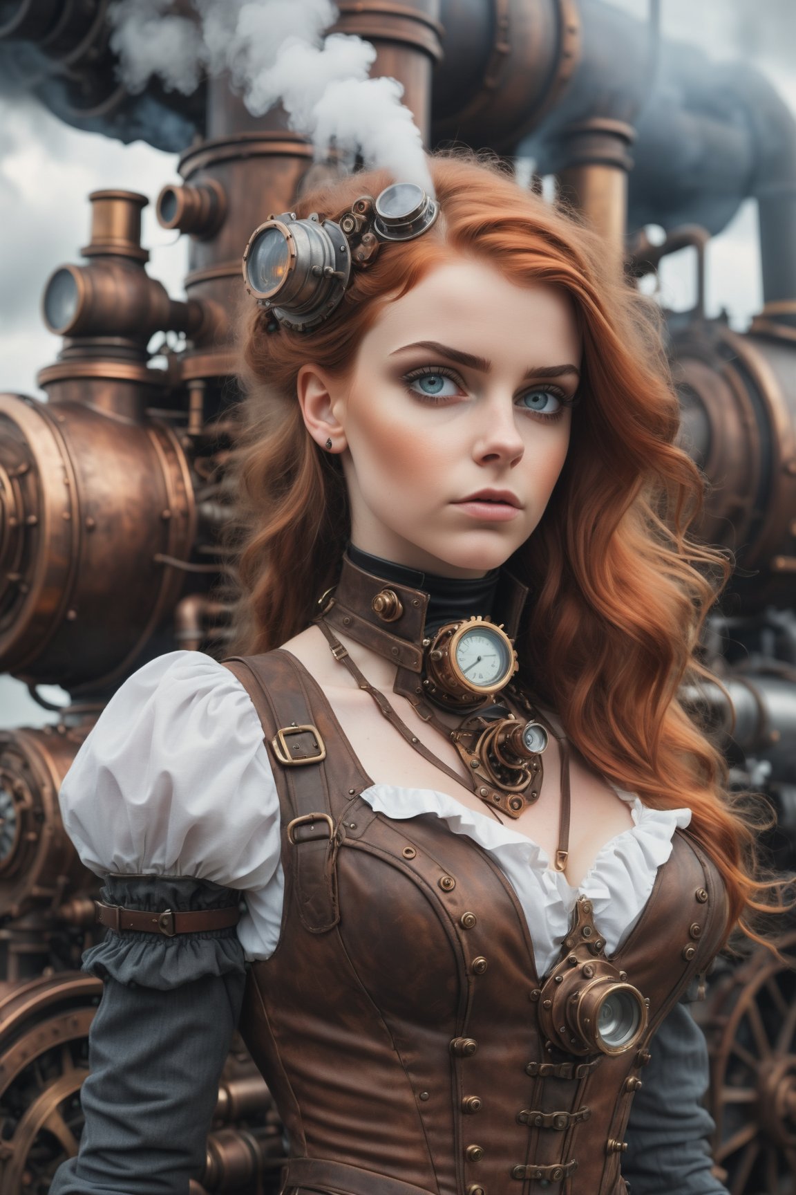 photo,photo, 8k portrait steaming engines, in a mecha-steampunk ,1girl,