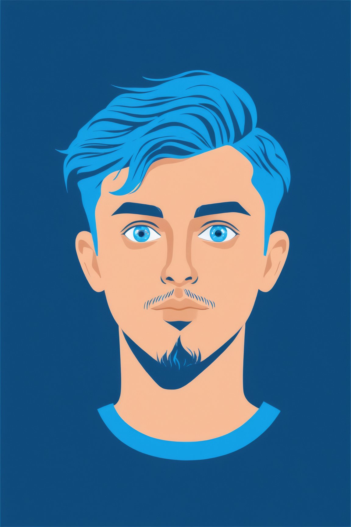 AiArtV,  Flat Illustration,  Vector Illustration,  solo, looking at viewer, blue eyes, simple background, 1boy, blue hair, male focus, profile, blue theme,<lora:EMS-259705-EMS:0.800000>