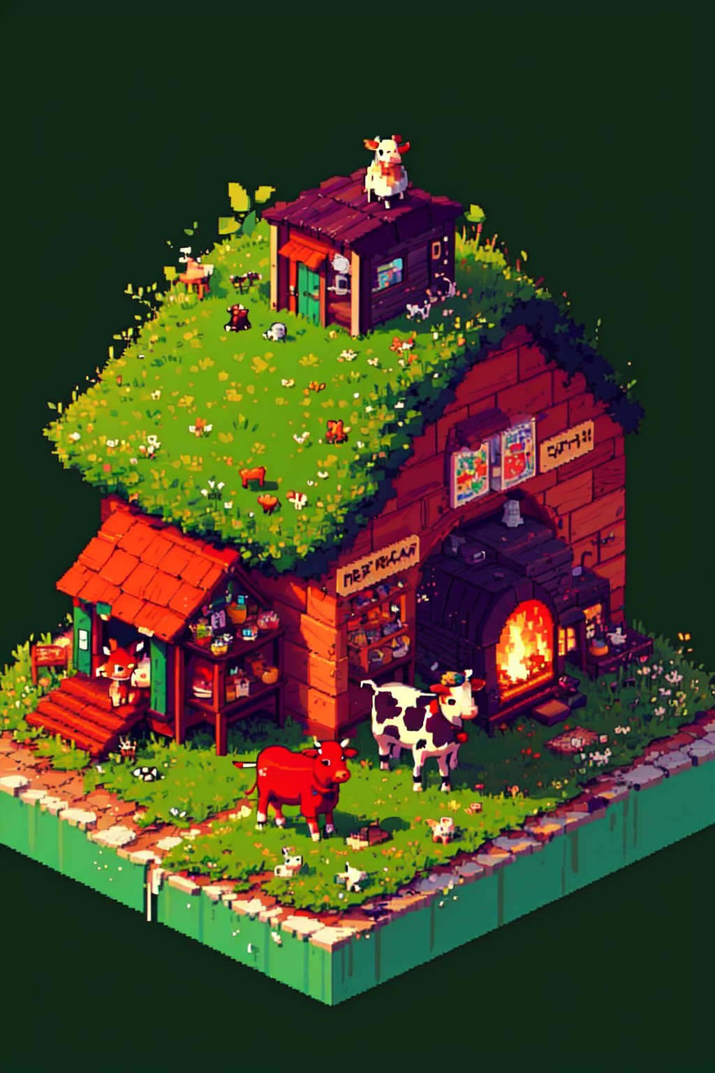 Cow,  mini city,  pixel_art,  cute HD, pix4,<lora:EMS-259784-EMS:0.800000>