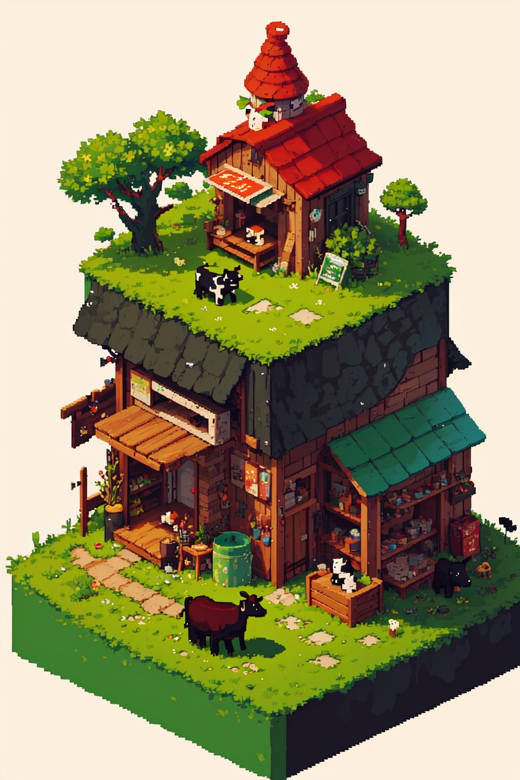 Cow,  mini city,  pixel_art,  cute HD, pix4,<lora:EMS-259784-EMS:0.800000>