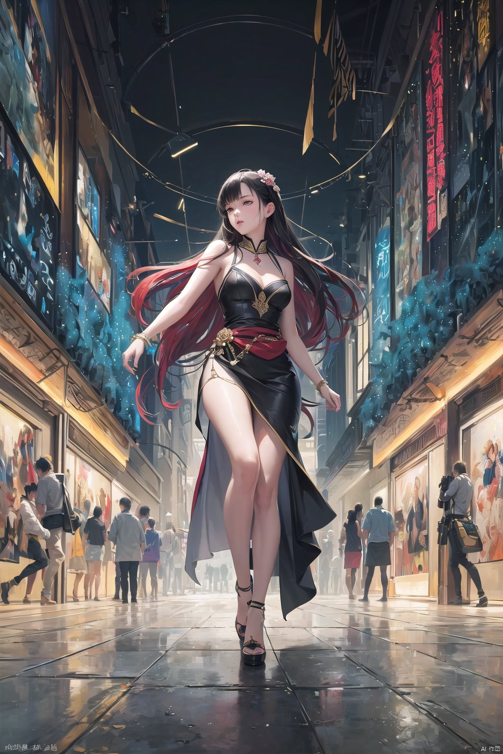  guofeng,(masterpiece, top quality, best quality, official art, beautiful and aesthetic:1.2),(bare bare shoulders),lotus, semi transparent clothes, (1girl:1.4), (cover art)extreme detailed, (Action painting:1.2),(concretism:1.2),theater dance scene,(hypermaximalistic:1.5),colorful,highest detailed,nsfw, 
