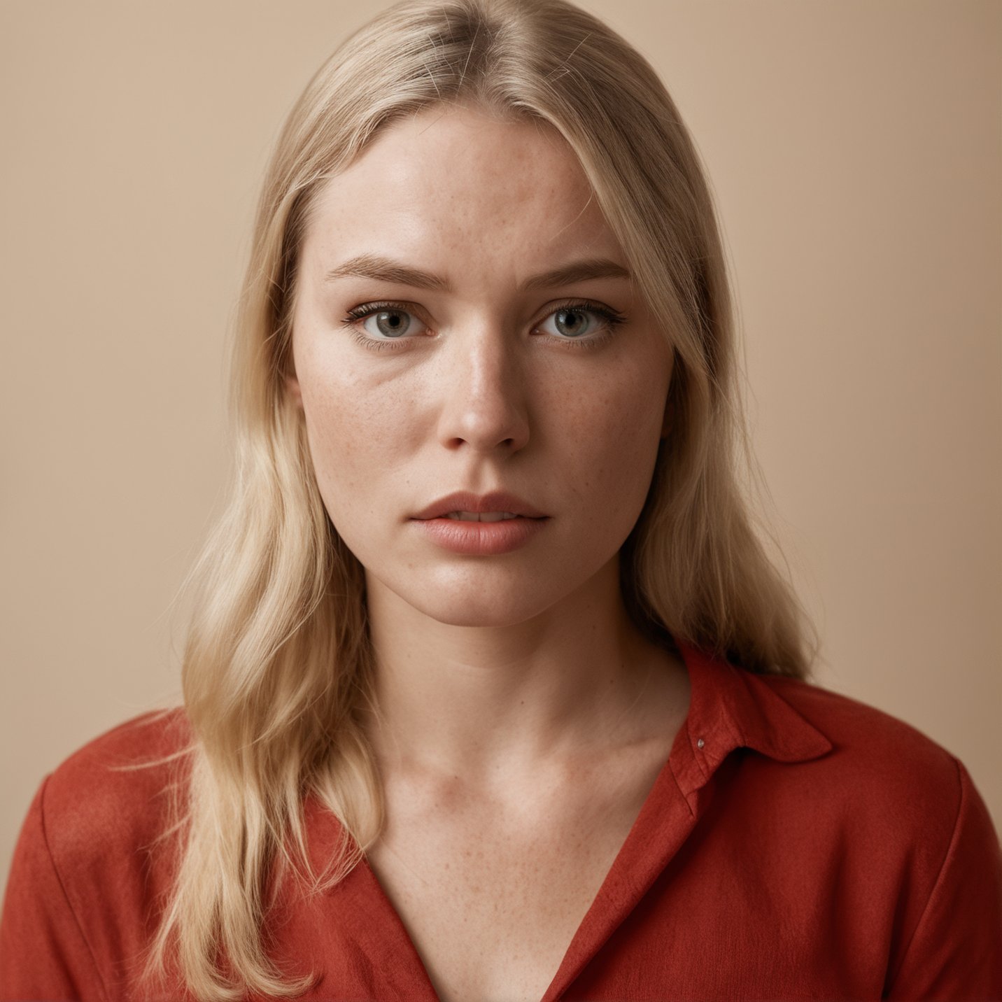 <lora:polyhedron_all_sdxl-000004:0.3> RAW photo, full body portrait of a fearful beautiful blonde woman, she wearing a red shirt, highly detailed skin, 8k uhd, dslr, soft lighting, high quality, film grain, Fujifilm XT3 <lora:polyhedron_fear-000005:0.8>intricate skin details, visible skin detail, detailed skin, detailed skin texture, mascara, skin pores, light freckles, skin fuzz, blush, translucent skin, subsurface scattering, minor skin imperfections, wrinkles, vitiligo spots, skin fuzz