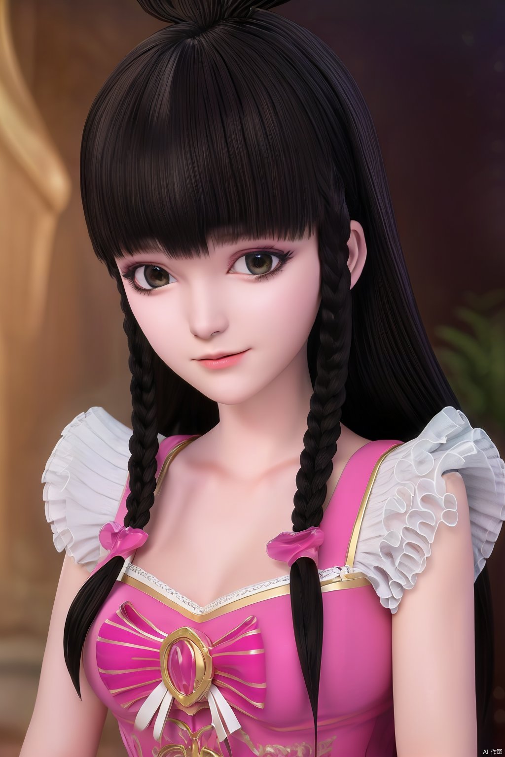  masterpiece, best quality, masterpiece,best quality,official art,extremely detailed CG unity 8k wallpaper,1girl,hair ornament,hairclip,dress,braided bangs,long hair,Bracelet,bow,jewelry,portrait