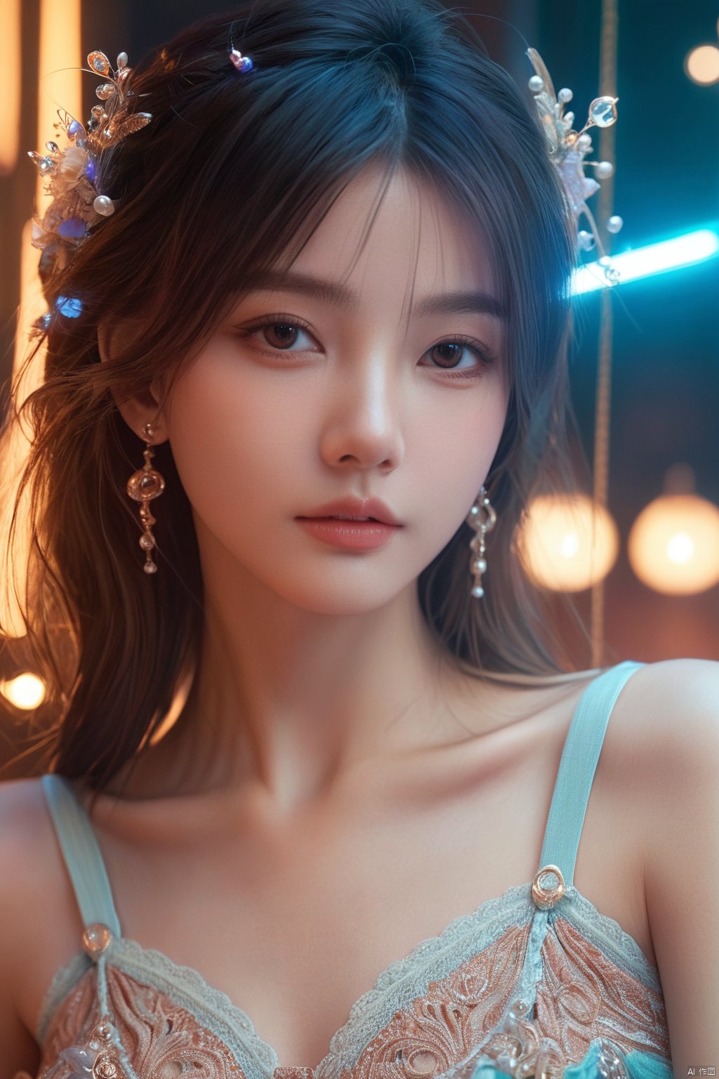  (one cute Extremely beautiful girl:1.2), (best quality, masterpiece:1.3), 8k, RAW, dalcefo, high resolution illustration, coloful, intricate details,cinematic light, , HUBG_Beauty_Girl