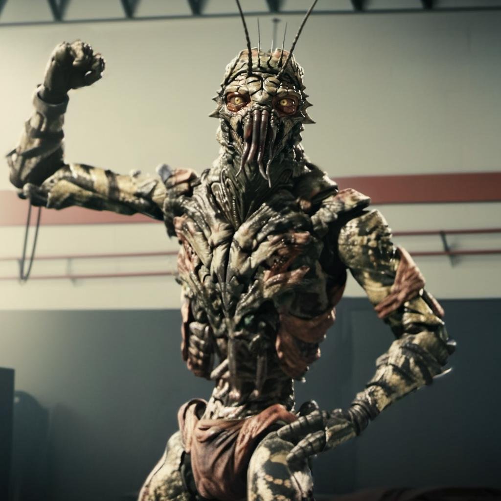 District9-1024,a bug flex muscles in gym, detailed eyes, highly detailed , photography, ultra sharp, film, bokeh, professional, 4k  <lora:add-detail-xl:1.5>  <lora:District9-1024:0.8>