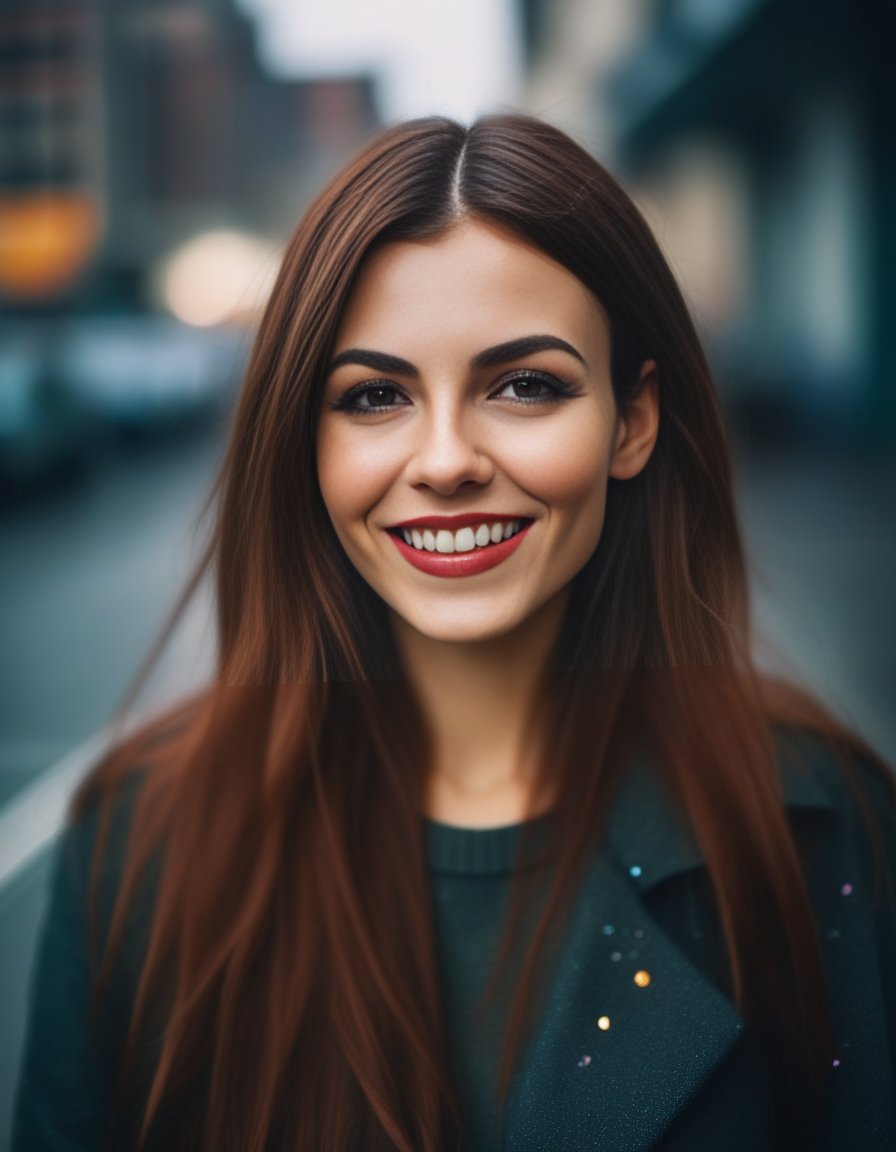 VictoriaJustice,<lora:VictoriaJusticeSDXL:1>, cinematic photo (art by Mathias Goeritz:0.9) , photograph, Lush Girlfriend, looking at the camera smiling, Rich ginger hair, Winter, tilt shift, Horror, specular lighting, film grain, Samsung Galaxy, F/5, (cinematic still:1.2), freckles . 35mm photograph, film, bokeh, professional, 4k, highly detailed