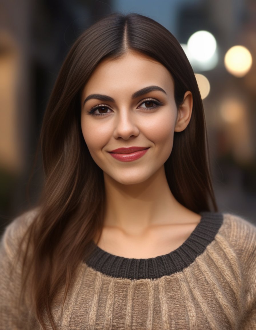VictoriaJustice,<lora:VictoriaJusticeSDXL:1>,masterpiece,beautiful,extremely detailed,(ultra high res),(8k UHD best quality), (realistic, photo-realistic:1.37), depth_of,field, blurry_background, photo_inset,Dramatic lighting,reference_inset,photo_background,brown_eyes,photorealistic,looking_at_viewer,1girl,shiny skin,detailed skin,(((sweater)))