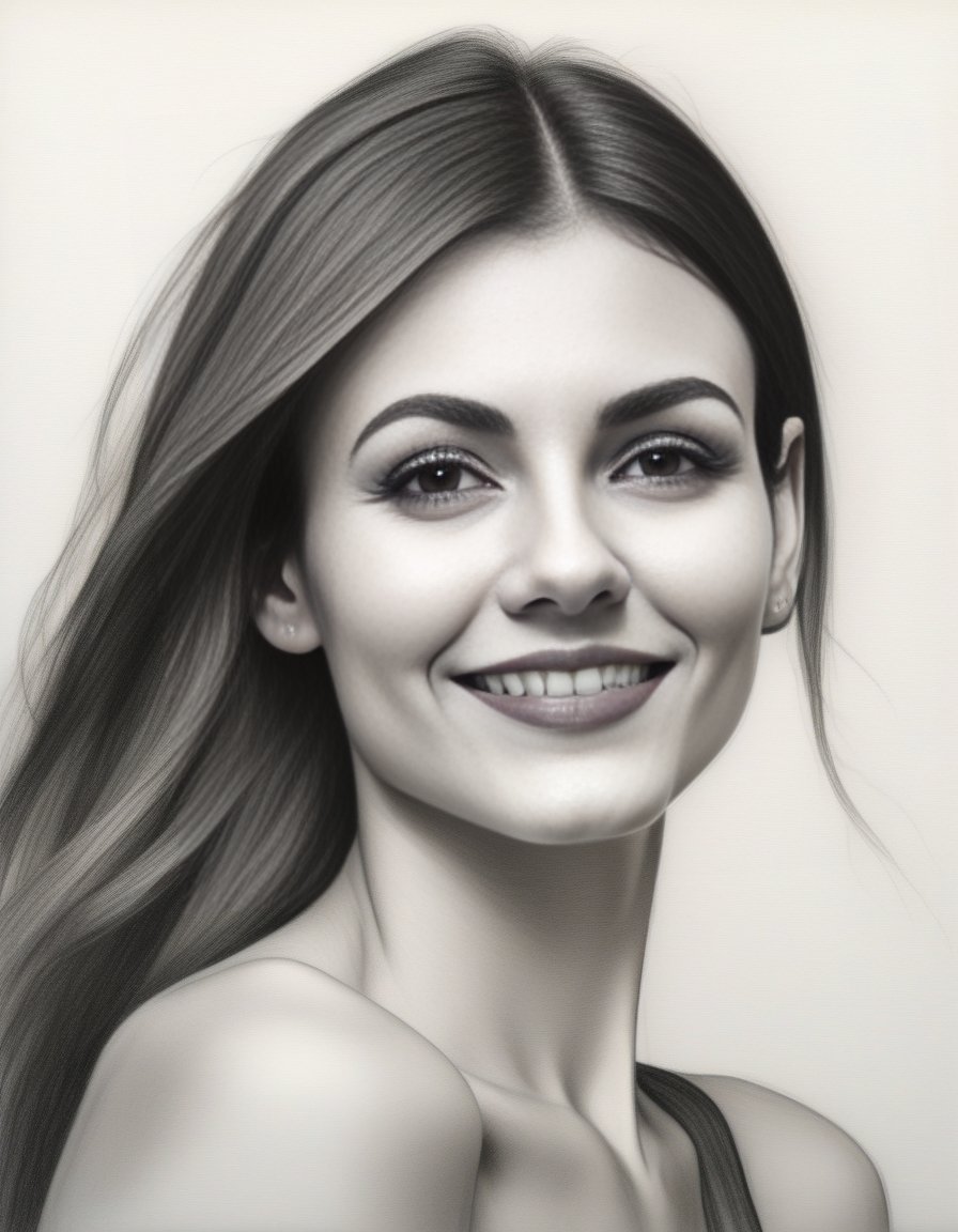 VictoriaJustice,<lora:VictoriaJusticeSDXL:1>stunning sketch portrait by Michelangelo, charcoal drawing, face only, an absolutely gorgeous woman, side view, ultra-detailed, hint of a smile, no coloring, no color
