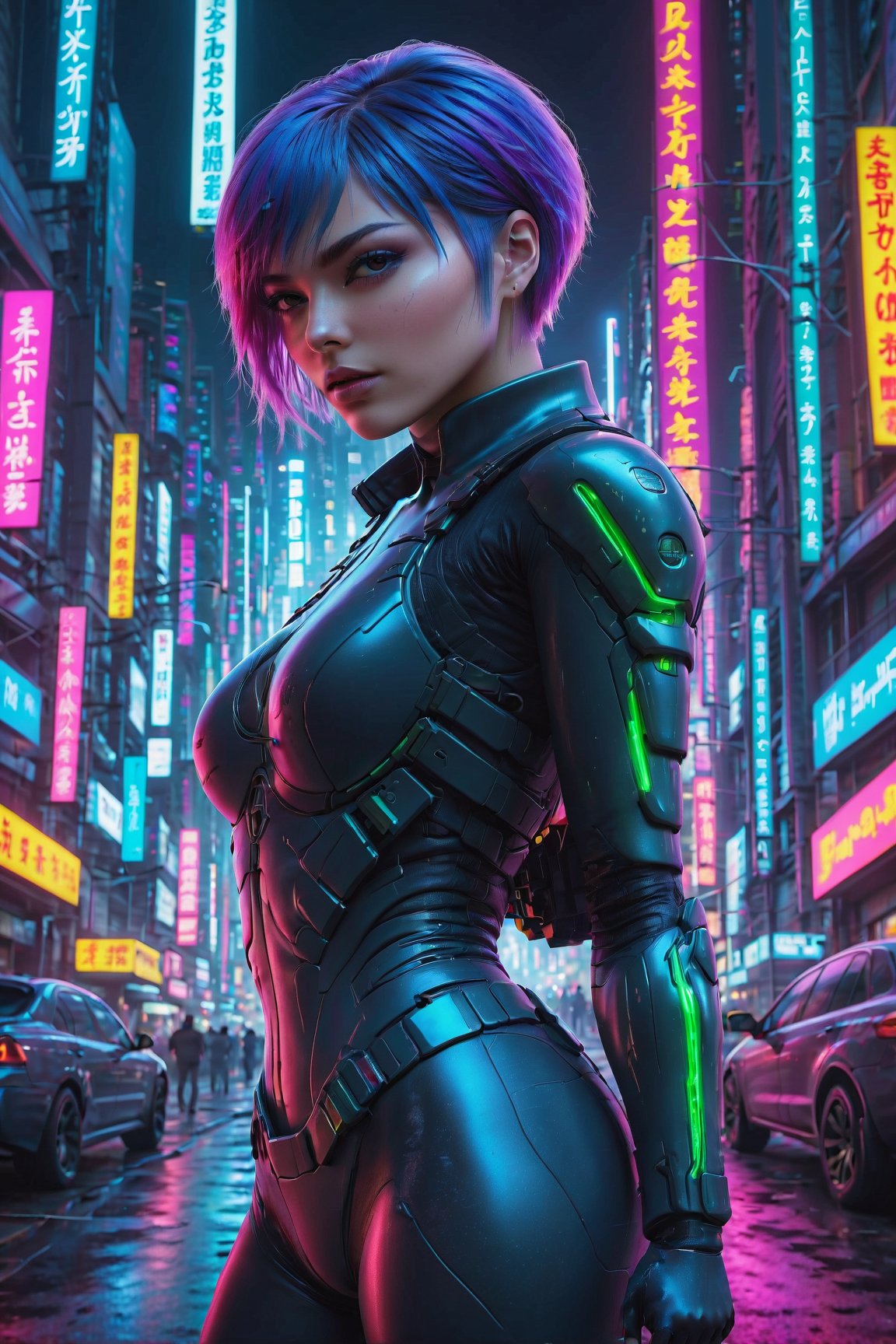 (best quality,4k,8k,highres,masterpiece:1.2),ultra-detailed,(realistic,photorealistic,photo-realistic:1.37),neon background with (beautiful,gorgeous,striking,mesmerizing,breathtaking:radiant:1.2) girl, (vibrant electrifying,colored) lights reflecting on (the girl's face,her skin), (brightly glowing,shimmering:) neon signs in the background, (luminous emanating) aura surrounding the girl, (intense,exquisite) attention given to the girl's (sparkling mesmerizing) eyes, (softly glowing,fluorescent) hair flowing in the wind, (stylish,modern) outfit emphasizing the girl's grace, (captivating,alluring) gaze, (futuristic,urban) atmosphere, (electric energy,pulsating vibe) filling the scene, (dynamic,energetic) pose of the girl, (mysterious,eneigmatic) smile, (dreamlike,hypnotic) atmosphere with a touch of (graceful,sensual) femininity and (teasing,charming) allure, (contrast,balance) of vibrant colors and (mysterious,dark) shadows, perfect harmony between the girl and her (luminous,illuminated) surroundings, (cinematic,immersive) lighting creating an (ethereal,euphoric) ambiance, (rich,bold) color palette enhancing the intensity of the scene, (neon:1.1) glow highlighting the girl's (radiant,glowing) beauty, (magical,enchanted) atmosphere enveloping the (charismatic,captivating) girl, (dramatic,striking) composition with a focus on (stunning,elegant) details.
