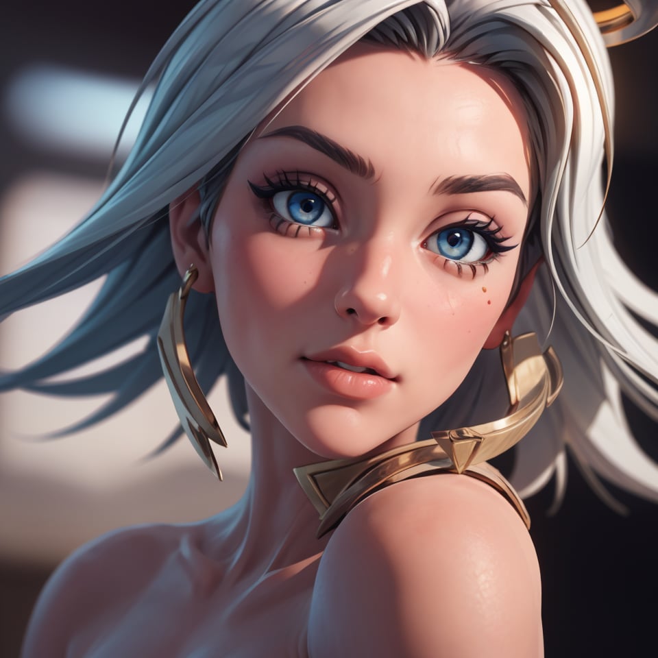 8k,HQ,(best quality:1.5,hyperrealistic:1.5, photorealistic:1.4, madly detailed CG unity 8k wallpaper:1.5, masterpiece:1.3, madly detailed photo:1.2),(hyper-realistic lifelike texture:1.4,realistic eyes:1.2), picture-perfect face, blush,flawless, clean, masterpiece, professional artwork, (perfect female body),slim,goddess,fantasy, dreamlike, unreal, charming,enchanting,SAM YANG,best quality, 8K, photorealistic, ultra-detailed),(dramatic lighting:1.3),1girl, beautiful,
(((close up shot))), facing the viewer, solo focus, pretty face,
white hair,blue eyes,
dress,halo,xArk,