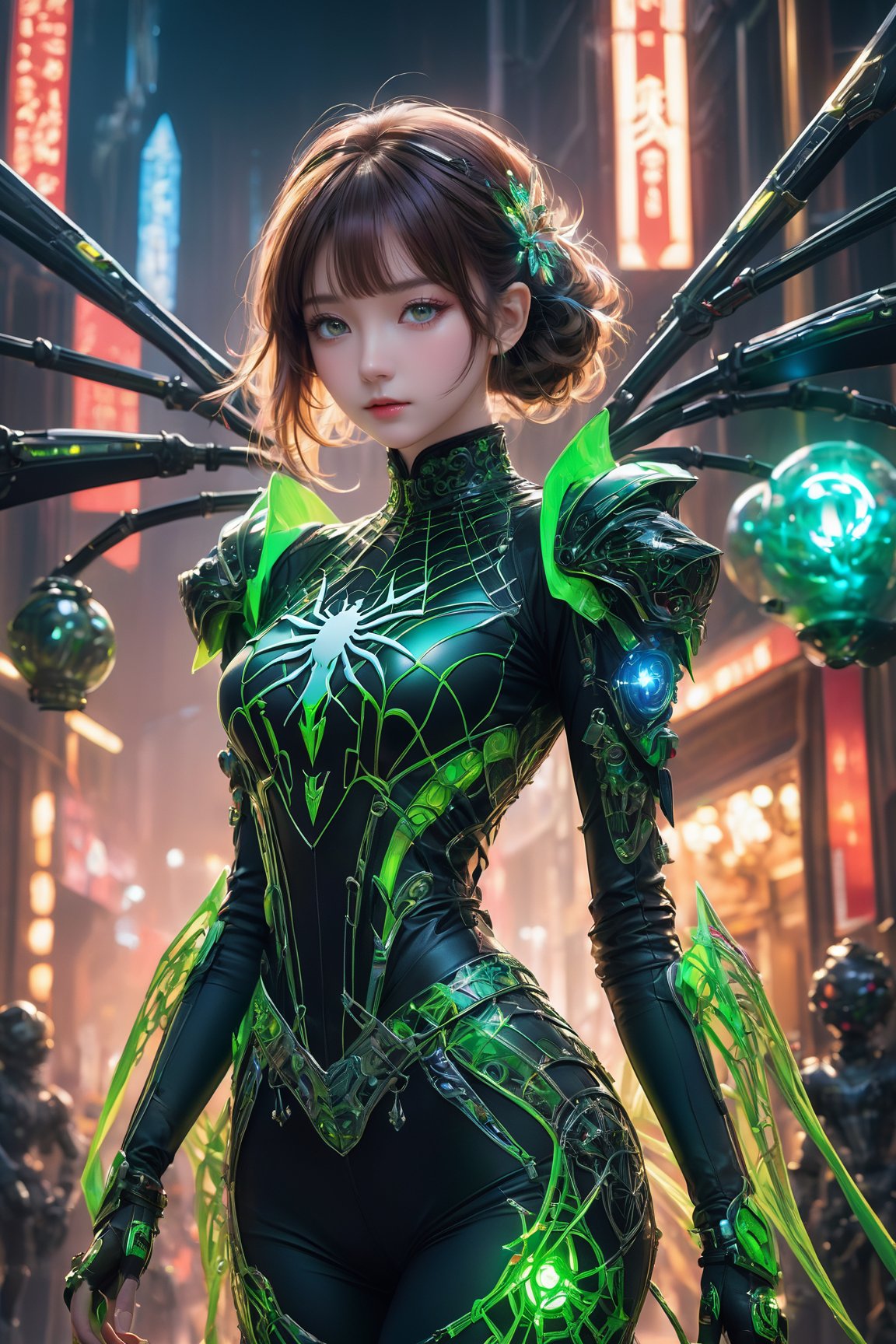 (Neon Green theme:0.666),emitting an orgasmic sensation,a painting of female (spider|goblin) girl with armored Ball gown,collar,(mecha suit:1.005),decorated with complex patterns and exquisite lines,(bike shorts|Dress with a train|short dress),dramatic atmosphere,detailed Anime face,(demon Castle:0.815),intricate details,fine details,ultra detailed,(leica M50 F/1.4:0.917),glamour Photography,(subtle shadows:0.7310),rich colors,(exposure Mixing:1.096),hard focus,(heavy breathing:1.020)