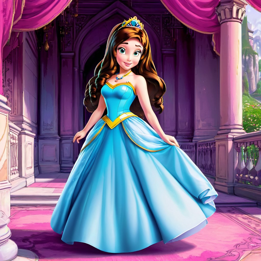 cutepet, 1girl, disney princess, palace, masterpiece, best quality, anti-aliasing, limited palette, super resolution, rich colors, sfw