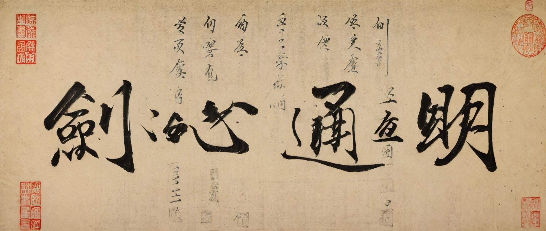 best quality, masterpiece,high quality, no humans, paintbrush, calligraphy brush, fine art parody, traditional media, still life, kanji, chinese text <lora:shufa_v1:0.75>, 