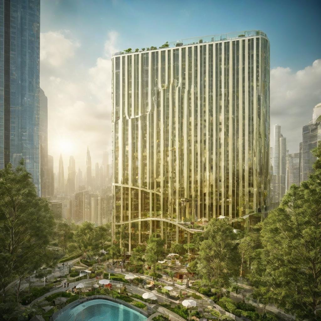 (a modern design skyscraper,  with a large tower and a pool in the middle of it,  surrounded by tall buildings,  futuristic:1.4), (Curved highways and viaducts,  streamlined building shapes,  glass curtains,  vertical elevators:1.3),  (building greening:0.8), (large file,  super realistic,  perfect,  photograpy,  construction sales photograpy,  Interior design,  super high resolution,  cinematic photography:1.2),  (amazing,  mystery,  Spectacular,  Luxurious,  elegance,  perfect design,  harmonious color:1.1), [:(Door details,  Window details,  Railing details,  Staircase details,  Furniture details,  Appliance details,  Vehicle details,  Leaf details,  Stone texture,  Wood texture,  Marble texture,  Cement texture,  metal texture,  glass texture:0.4):0.85], (blurred background:1.4), [(background,  more_details:0.3),  (more_details:0.6),  (more_details:0.8), (more_details:1.2):0.65], aw0k illuminate, vertical,<lora:EMS-59651-EMS:0.800000>,<lora:EMS-259973-EMS:1.200000>