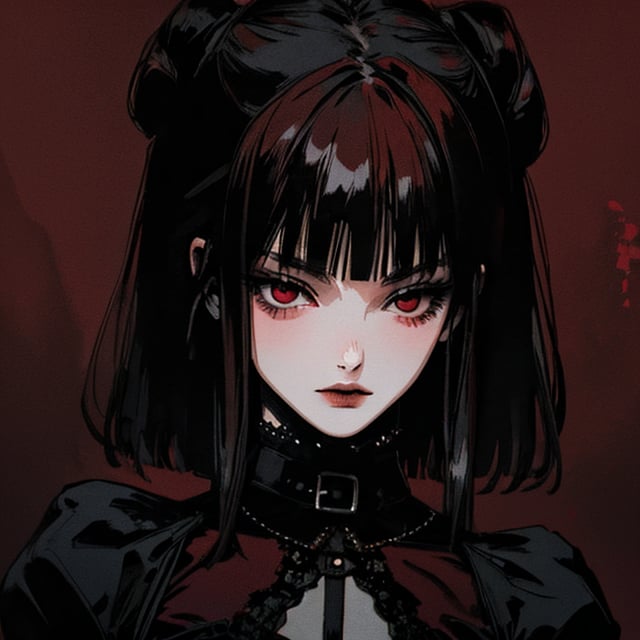 (((1 girl))) gothic girl ((dark red background))