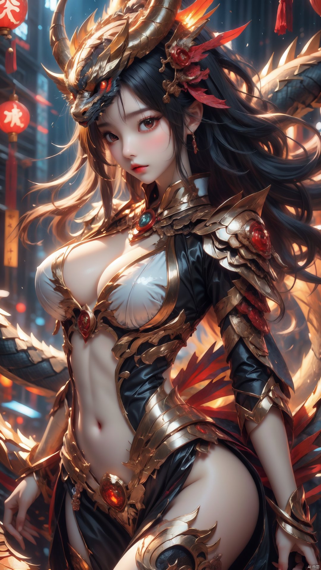  ((black Dragon Maiden)),beauty,xihua, xihua,The dragon King, a huge dragon