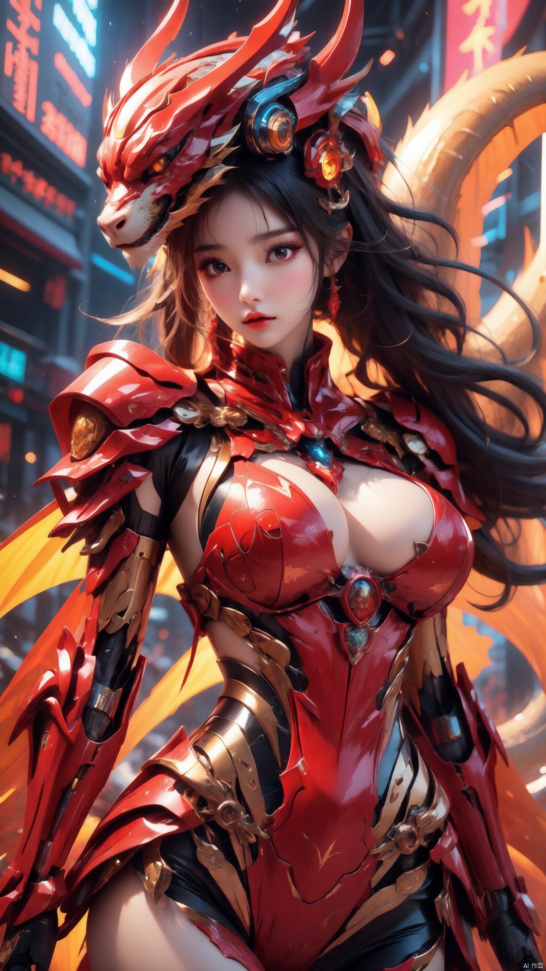  ((black Dragon Maiden)),beauty,xihua, xihua,The dragon King, a huge dragon,Armor, Mecha, Dragon Mecha