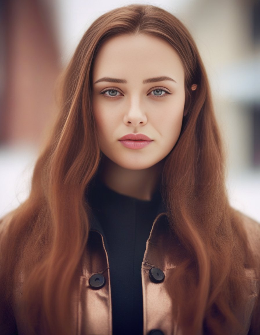 KatherineLangford,<lora:KatherineLangfordSDXL:1>, cinematic photo (art by Mathias Goeritz:0.9) , photograph, Lush Girlfriend, looking at the camera smiling, Rich ginger hair, Winter, tilt shift, Horror, specular lighting, film grain, Samsung Galaxy, F/5, (cinematic still:1.2), freckles . 35mm photograph, film, bokeh, professional, 4k, highly detailed